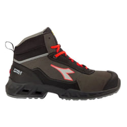 Chaussure Utility Diadora Shark Stab Imp Leat Mid S3 Src Esd Noir Rouge Fluo 41