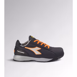 Découvrez les chaussures de sécurité basses noires-oranges DIADORA GLOVE MDS LOW S3S FO HRO SR, alliant confort et protection ...