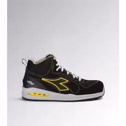 Description Chaussure de sécurité mi-haute S3S hydrofuge en cuir de vachette velours. Support de talon ergonomique en TPU. Em ...
