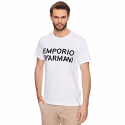 T shirt - Emporio Armani - Homme - Original logo black - Blanc - Coton