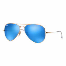 Ray-Ban Aviator Flash Lenses Bleu Flash + Or, Adulte, Unisexe, Aviateur, Aviateur, Cerclé, Or