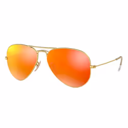 Ray-Ban AVIATOR FLASH LENSES, Adulte, Unisexe, Aviateur, Cerclé, Or, Or