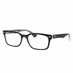 Ray-Ban RB5286, Adulte, Unisexe, Rectangulaire, Transparent, Noir, Verres non polarisés, Acétate