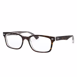 Ray-Ban RB5286, Adulte, Unisexe, Rectangulaire, Tortue, Transparent, Verres non polarisés, Acétate