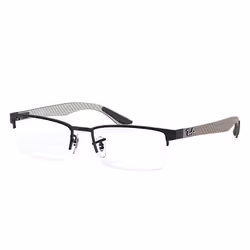 Ray-Ban RB8412, Adulte, Unisexe, Rectangulaire, Gris, Argent, Noir, Verres non polarisés, Fibre de carbone