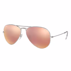 Ray-Ban AVIATOR FLASH LENSES, Adulte, Unisexe, Aviateur, Argent, Verres non polarisés, Métal