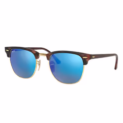 Ray-Ban Clubmaster Flash Lenses Bleu Flash + Havane, Adulte, Unisexe, Clubmaster, Carré, Demi-contour, Tortue