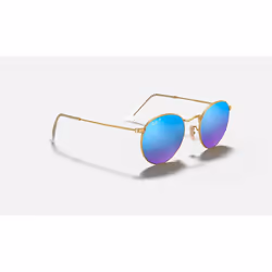 Ray-Ban Round Flash Lenses Verres polarisés Verres polarisés Bleu Flash + Or