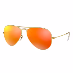 Ray-Ban AVIATOR FLASH LENSES, Adulte, Unisexe, Aviateur, Or, Verres polarisés, Métal