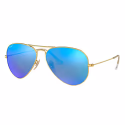 Ray-Ban AVIATOR FLASH LENSES, Adulte, Unisexe, Aviateur, Or, Verres polarisés, Métal