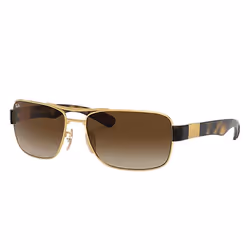 Ray-Ban RB3522, Adulte, Unisexe, Carré, Tortue, Or, Verres non polarisés, Métal