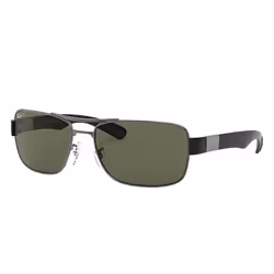 Ray-Ban RB3522, Adulte, Unisexe, Carré, Verres polarisés, Métal, Vert