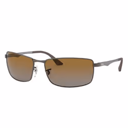 Ray-Ban RB3498, Adulte, Unisexe, Rectangulaire, Verres polarisés, Métal, Marron