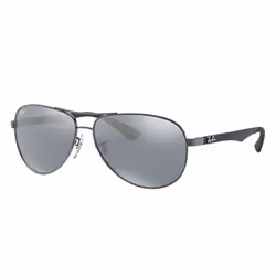 Ray-Ban RB8313, Adulte, Unisexe, Aviateur, Verres polarisés, Fibre de carbone, Argent