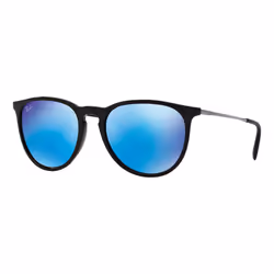 Ray-Ban Erika Color Mix Bleu Miroir + Noir, Adulte, Unisexe, Ovale, Ovale, Cerclé, Noir