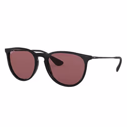 Ray-Ban ERIKA CLASSIC, Adulte, Unisexe, Aviateur, Noir, Verres polarisés, Nylon