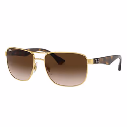 Ray-Ban RB3533, Adulte, Unisexe, Carré, Tortue, Or, Verres non polarisés, Acier inoxydable