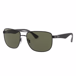 Ray-Ban RB3533, Adulte, Unisexe, Carré, Transparent, Noir, Verres polarisés, Acier inoxydable