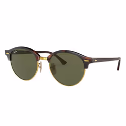 Ray-Ban Clubround Classic Vert Classique G-15 + Havane, Adulte, Unisexe, Rond, Rond, Demi-contour, Tortue