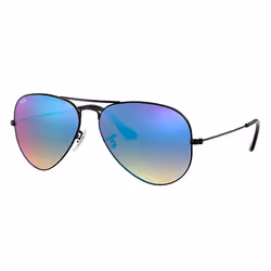 Ray-Ban AVIATOR FLASH LENSES GRADIENT, Adulte, Unisexe, Aviateur, Noir, Verres non polarisés, Métal