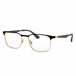 Ray-Ban RB6363, Adulte, Unisexe, Carré, Or, Noir, Verres non polarisés, Métal
