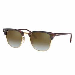Ray-Ban Clubmaster Flash Lenses Gradient Vert Flash dégradé + Havane, Adulte, Unisexe, Clubmaster, Carré, Demi-contour, Or, T ...