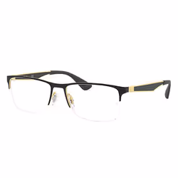 Ray-Ban RB6335, Adulte, Unisexe, Rectangulaire, Or, Noir, Verres non polarisés, Métal