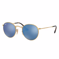Ray-Ban ROUND FLAT LENSES, Adulte, Unisexe, Rond, Or, Verres non polarisés, Métal