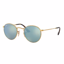 Ray-Ban Round Flat Lenses Argent Flash, Adulte, Unisexe, Rond, Rond, Cerclé, Or
