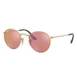 Ray-Ban Round Flat Lenses Cuivre Flash, Adulte, Unisexe, Rond, Rond, Cerclé, Or