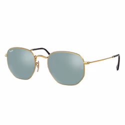 Ray-Ban Hexagonal Flat Lenses Argent Flash + Or, Adulte, Unisexe, Hexagonal, Cerclé, Or, Noir, Or
