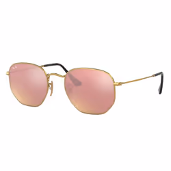 Ray-Ban Hexagonal Flat Lenses Cuivre Flash + Or, Adulte, Unisexe, Hexagonal, Cerclé, Or, Noir, Or