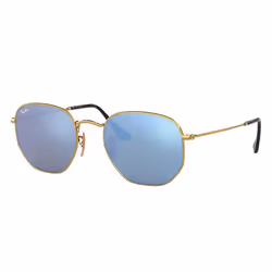 Ray-Ban HEXAGONAL FLAT LENSES, Adulte, Unisexe, Hexagonal, Or, Verres non polarisés, Métal