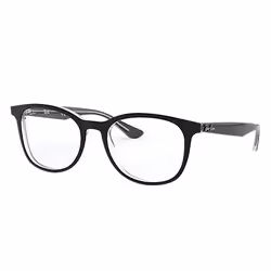Ray-Ban RB5356, Adulte, Unisexe, Carré, Transparent, Noir, Verres non polarisés, Acétate