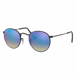 Ray-Ban ROUND FLASH LENSES GRADIENT, Adulte, Unisexe, Rond, Noir, Verres non polarisés, Métal