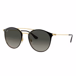 Ray-Ban RB3546, Adulte, Unisexe, Rond, Or, Noir, Verres non polarisés, Acier inoxydable