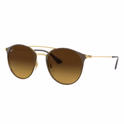 Ray-Ban RB3546, Adulte, Unisexe, Rond, Marron, Or, Verres non polarisés, Acier inoxydable