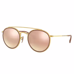 Ray-Ban ROUND DOUBLE BRIDGE, Adulte, Unisexe, Rond, Cerclé, Or, Or