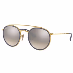 Ray-Ban Round Double Bridge Argent Flash dégradé + Or, Adulte, Unisexe, Rond, Rond, Cerclé, Verre