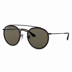 Ray-Ban ROUND DOUBLE BRIDGE, Adulte, Unisexe, Rond, Noir, Verres polarisés, Métal