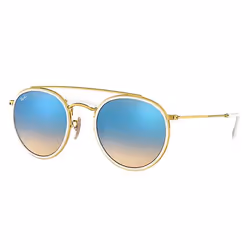 Ray-Ban ROUND DOUBLE BRIDGE, Adulte, Unisexe, Rond, Or, Verres non polarisés, Métal