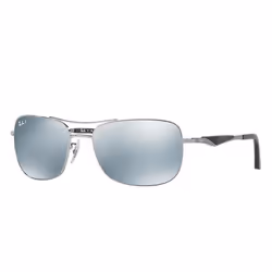 Ray-Ban RB3515, Adulte, Unisexe, Carré, Verres polarisés, Acier inoxydable, Argent