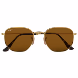 Ray-Ban Hexagonal Flat Lenses Verres polarisés Verres polarisés Brun Teinte unie + Or