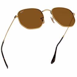 Ray-Ban Hexagonal Flat Lenses Verres polarisés Verres polarisés Brun Teinte unie + Or