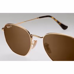 Ray-Ban Hexagonal Flat Lenses Verres polarisés Verres polarisés Brun Teinte unie + Or - Vue supplémentaire 5