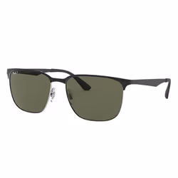 Ray-Ban RB3569, Adulte, Unisexe, Carré, Argent, Noir, Verres polarisés, Métal