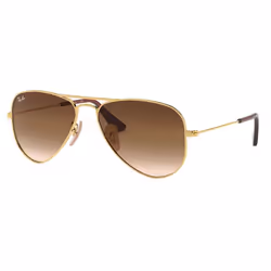 Ray-Ban Aviator Junior Brun Dégradé + Or, Enfant, Aviateur, Aviateur, Cerclé, Or, Marron, Or