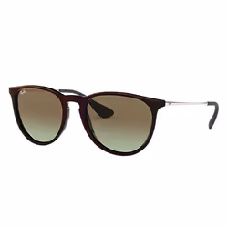 Ray-Ban ERIKA CLASSIC, Adulte, Unisexe, Aviateur, Argent, Noir, Verres non polarisés, Nylon