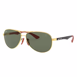 Ray-Ban RB8313M SCUDERIA FERRARI COLLECTION, Adulte, Unisexe, Aviateur, Or, Rouge, Noir, Verres non polarisés, Fibre de carbo ...