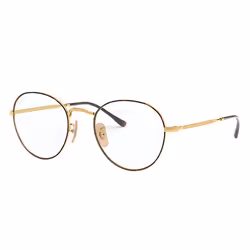 Ray-Ban ROUND METAL OPTICS II, Adulte, Unisexe, Rond, Tortue, Or, Verres non polarisés, Métal
